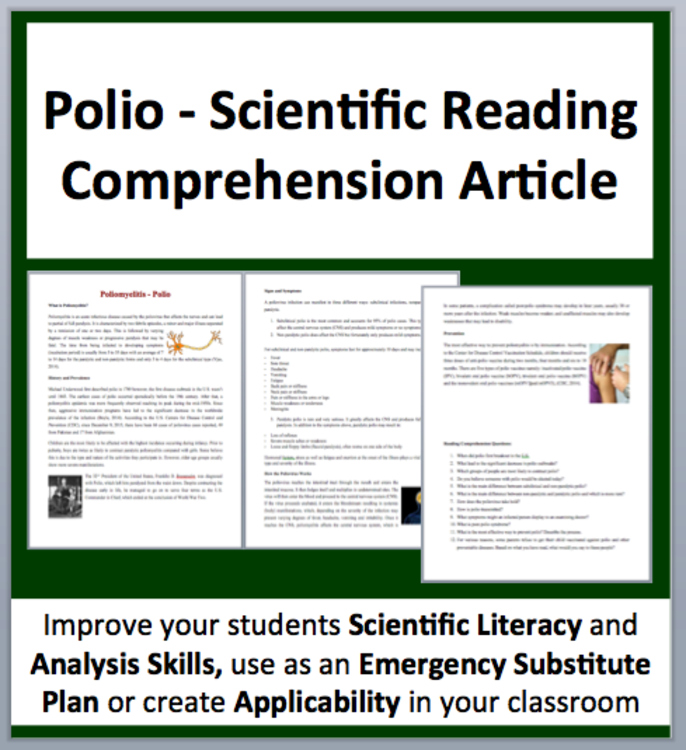 Poliomyelitis - Polio Reading Comprehension Passage and Questions | Grade 8 & Up
