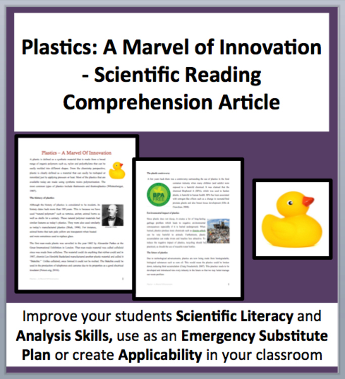 Plastics: A Marvel Of Innovation - A Science Reading Comprehension Resource