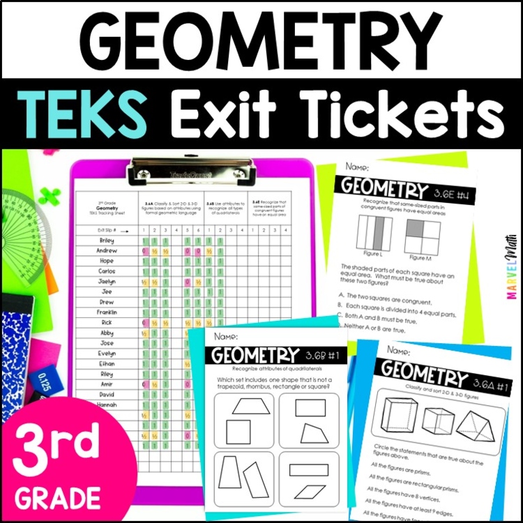 3rd Grade Geometry TEKS Exit Slips * Exit Tickets