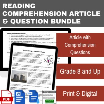 Nuclear Energy: Fission and Fusion - A Science Reading Comprehension Resource, image 2