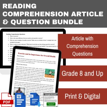 Exercise and its Importance for Health Reading Comprehension Passage & Questions, image 2