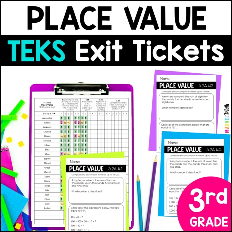 3rd Grade Place Value TEKS Exit Slips * Exit Tickets