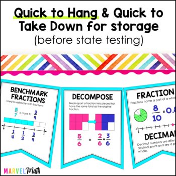 Fractions Vocabulary Bunting 4th Grade TEKS by Marvel Math, image 2