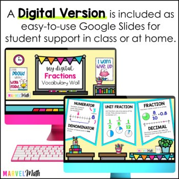 Fractions Vocabulary Bunting 4th Grade TEKS by Marvel Math, image 4