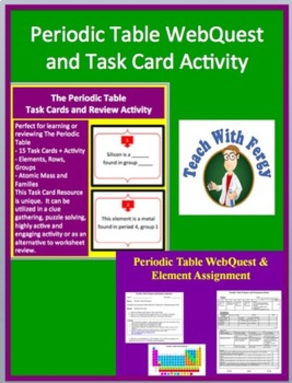 Periodic Table Activity Bundle-Task Card Activity, WebQuest & Element Assignment