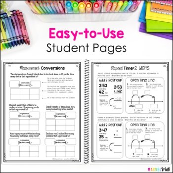 4th Grade Measurement Conversions, Area and Perimeter, Elapsed Time Notebook, image 2