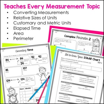 4th Grade Measurement Conversions, Area and Perimeter, Elapsed Time Notebook, image 3