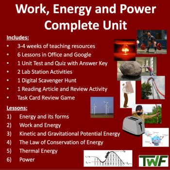 Work, Energy and Power Complete Unit - Lessons, Activities, & Assessments, image 2