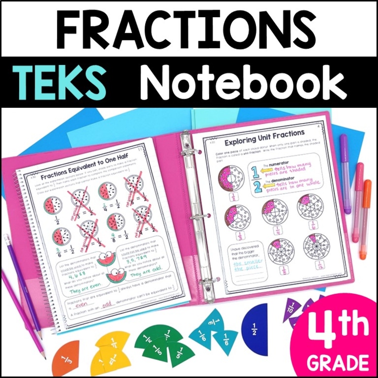 Fractions Notebook 4th Grade TEKS