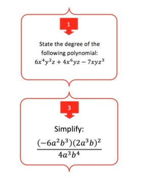 Algebra and Polynomials Task Cards and UNIQUE Activity, image 2