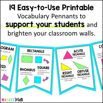 Geometry Vocabulary Bunting 4th Grade by Marvel Math, image 3