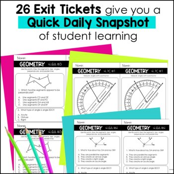 Geometry Exit Tickets - Exit Slips 4th Grade TEKS - Measuring Angles and more!, image 2
