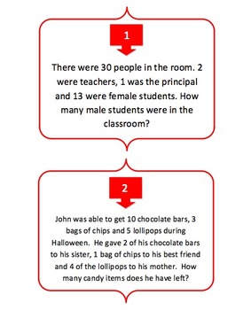 Addition and Subtraction Multi-Step Word Problems - Task Cards and Activity, image 2