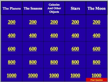 Jeopardy-Like Review Game - Space: The Study of the Universe, image 2