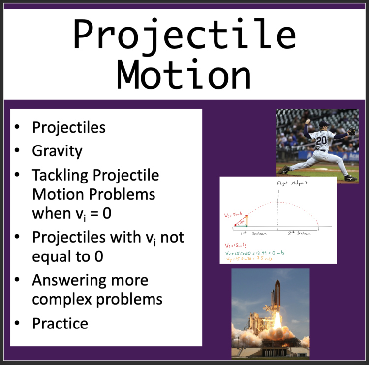 Projectile Motion Lesson – 2D Motion, Vector Addition, & Problem Worksheets