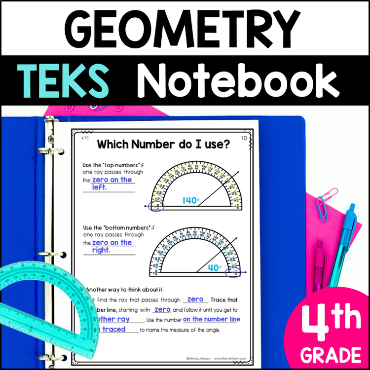 4th Grade Geometry Notebook - How to use a Protractor, Classifying 2D Shapes