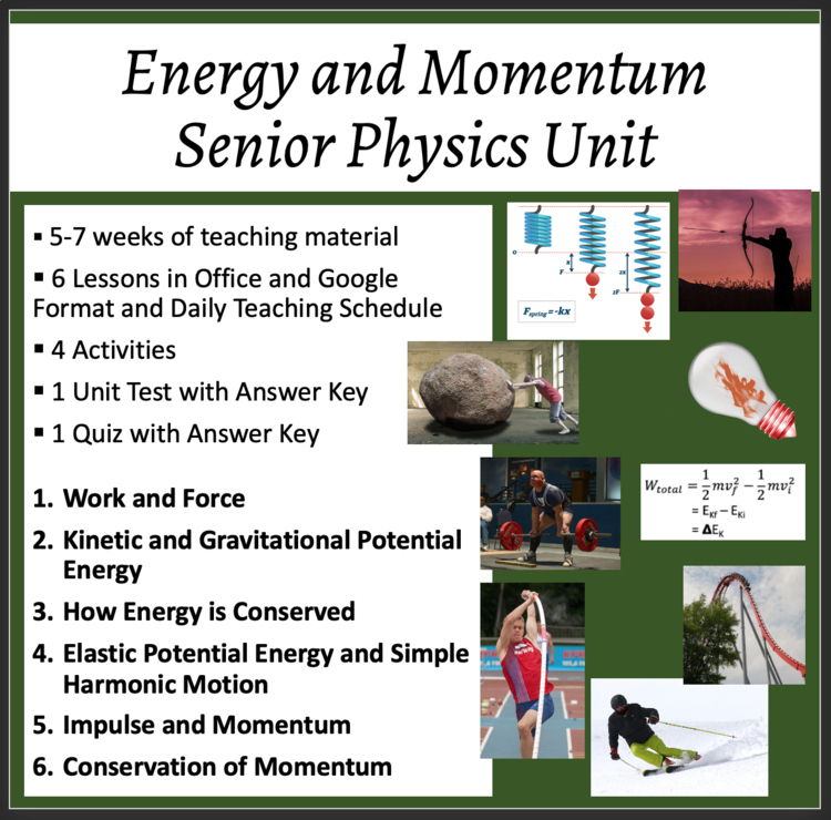 Energy and Momentum Unit - Complete SENIOR Physics Bundle | Conservation
