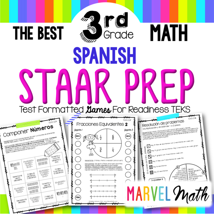 3rd Grade Math Review : 14 SPANISH No Prep Games