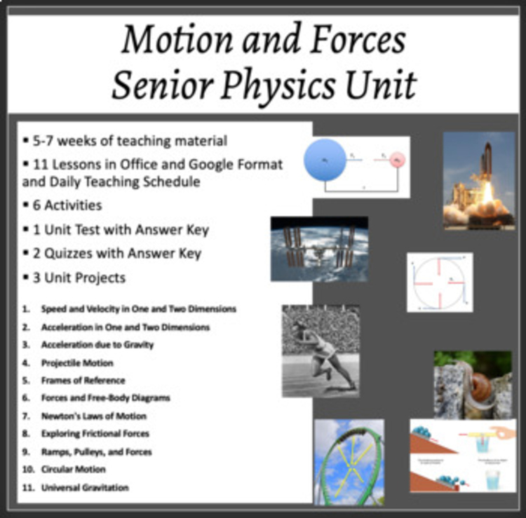 Forces and Motion Complete SENIOR Unit Bundle - Dynamics and Kinematics