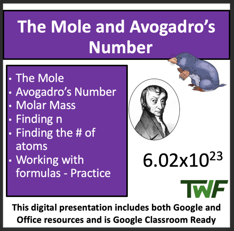 The Mole and Avogadro’s Number Senior Chemistry Lesson, Lab, and Worksheets