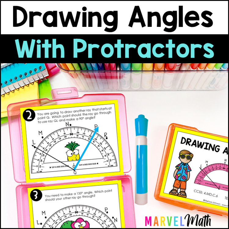 Drawing Angles with Protractors Test Prep Task Cards: 4.MD.C.6, TEKS 4.7D