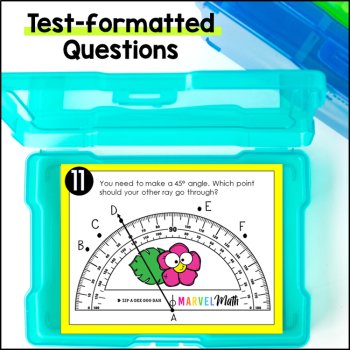 Drawing Angles with Protractors Test Prep Task Cards: 4.MD.C.6, TEKS 4.7D, image 2