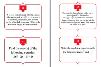 Solving Quadratic Equations - Task Cards and UNIQUE Activity {Common Core}, image 2