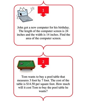 Area and Perimeter of Polygons Word Problems Task Card REVIEW GAME - SAMPLE, image 2