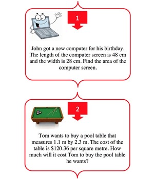 Area and Perimeter of Polygons Word Problem Task Card REVIEW GAME-METRIC VERSION, image 2
