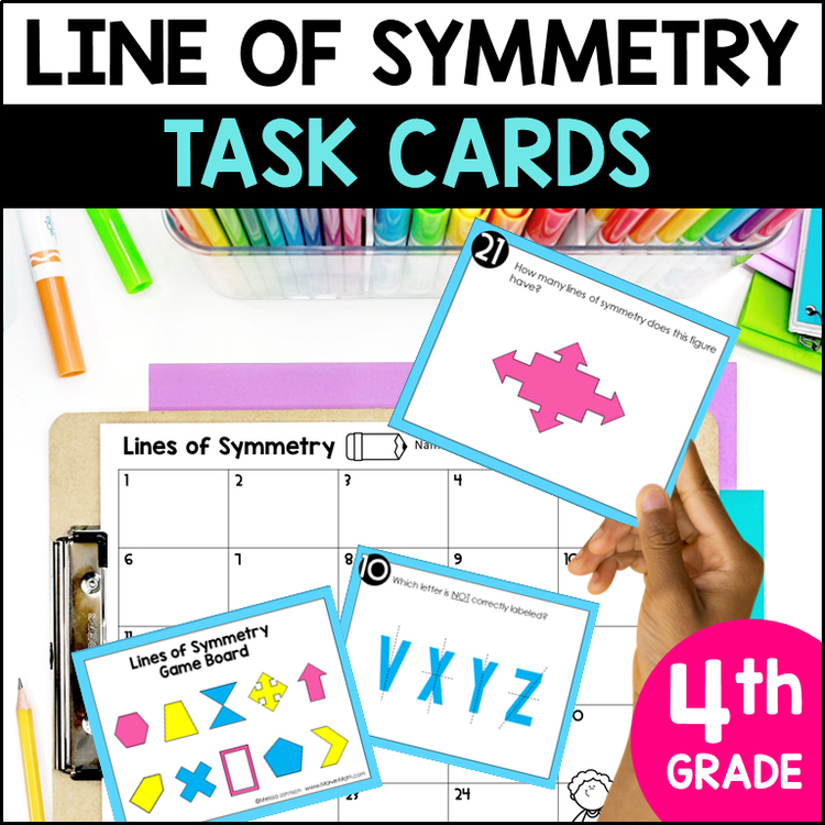 Lines of Symmetry Task Cards: 4.G.A.3, TEKS 4.6B