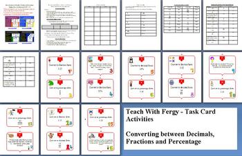 Converting between Decimals, Fractions and Percentages - Task Card REVIEW GAME, image 2