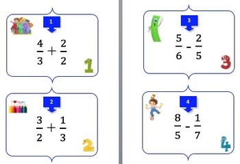 Fractions Task Card REVIEW GAME - Grades 4-6 {Common Core Standard - 5.NF}, image 2