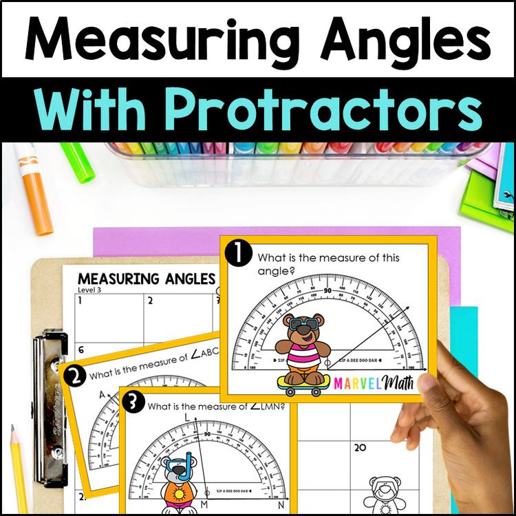 Measure Angles with a Protractor - Task Cards with Measuring Angles Game