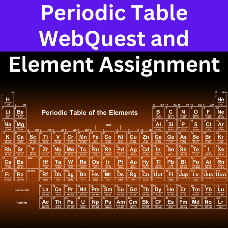 Periodic Table WebQuest and Element Assignment | Periodic Table Activity