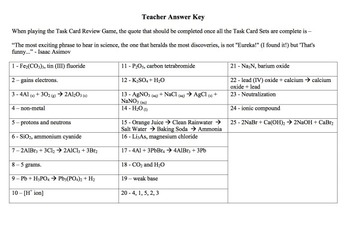 Chemistry - Atoms, Compound Naming and Chemical Reactions Task Cards Activity, image 4