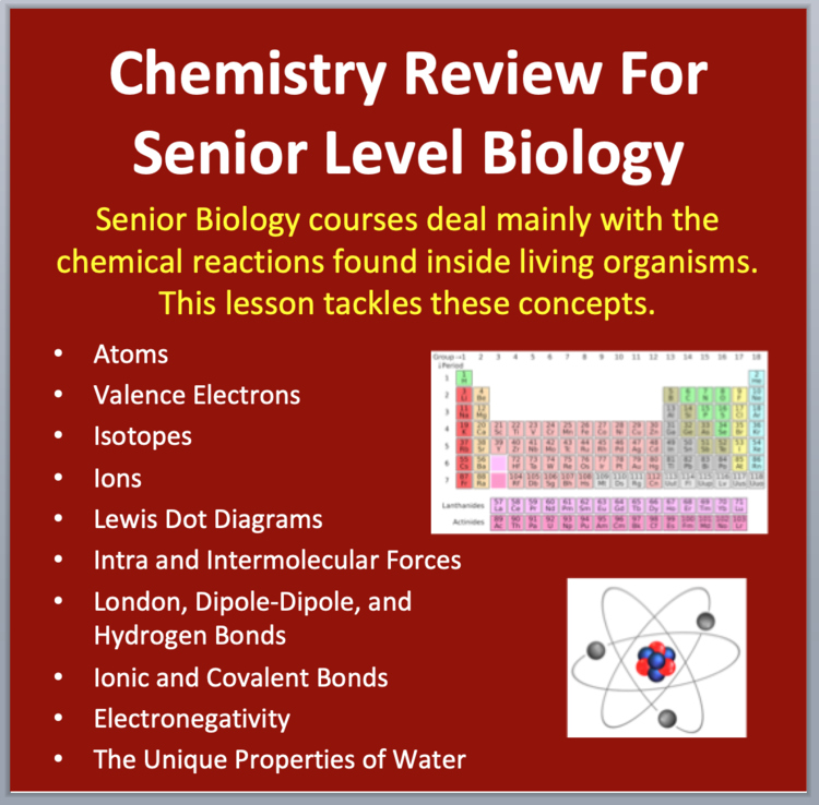 Chemistry Review for Senior Biology Courses | Atoms, Compounds, Bonds
