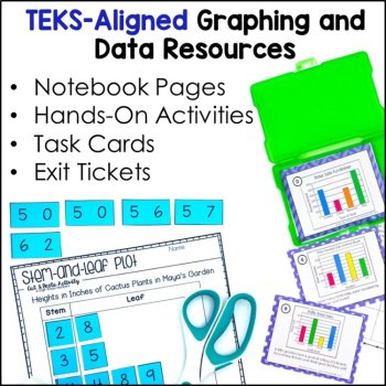 5th Grade Data and Graphing Bundle - Stem and Leaf Plots, Scatterplots TEKS, image 2