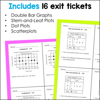 Scatterplots, Stem and Leaf Plots, Dot Plots and Double Bar Graphs Exit Tickets, image 3