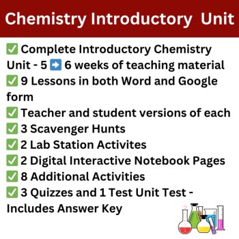 Chemistry Introduction Unit Curriculum | Atoms, Elements, Molecules | 9th, 10th, image 4