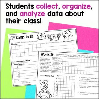 5th Grade Graphs and Data Book: Scatterplots, Stem and Leaf Plots, and Dot Plots, image 2