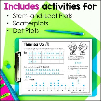 5th Grade Graphs and Data Book: Scatterplots, Stem and Leaf Plots, and Dot Plots, image 3