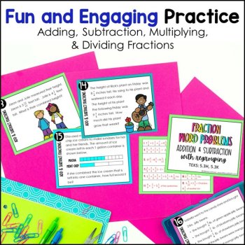 Fraction Word Problem Bundle: 72 task cards to add, subtract, multiply & divide, image 3