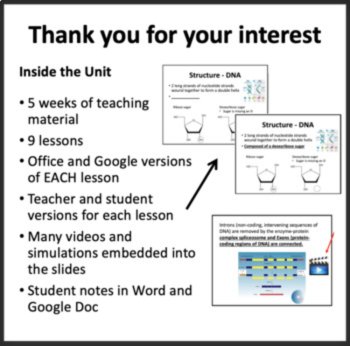 Molecular Genetics Unit - Lessons, Notes, Worksheets & Assessments, image 2