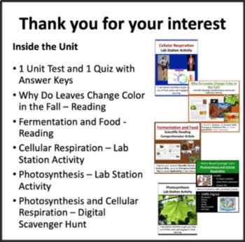 Metabolic Processes Unit - Lessons, Notes, Worksheets & Assessments, image 3