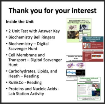 Biochemistry Complete Bundle -Senior Biology -Lessons, Activities, & Assessments, image 3