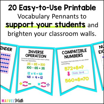 Multiplication & Division Vocabulary Bunting 4th Grade by Marvel Math, image 3