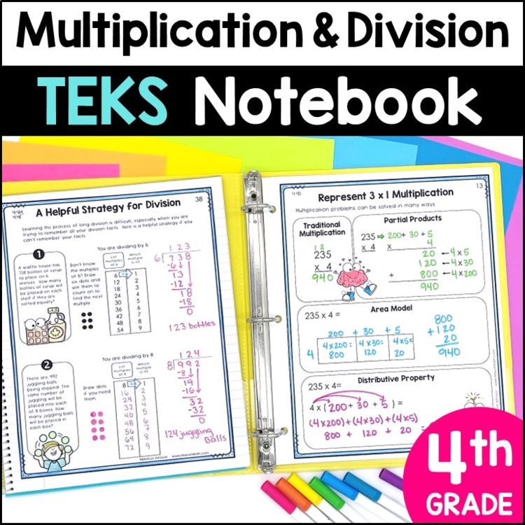 No Prep Multiplication & Division Notebook 4th Grade TEKS