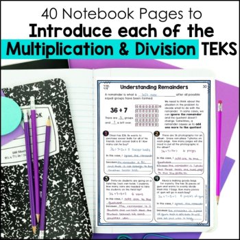 No Prep Multiplication & Division Notebook 4th Grade TEKS, image 2