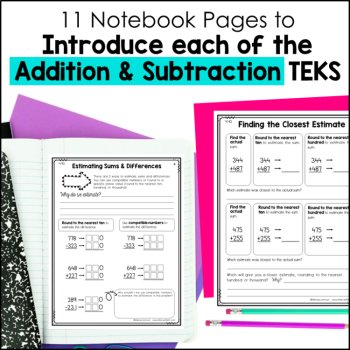 No Prep Addition & Subtraction Notebook 4th Grade TEKS - Decimals, Whole Numbers, image 2