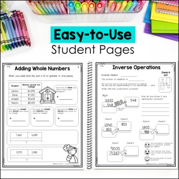 No Prep Addition & Subtraction Notebook 4th Grade TEKS - Decimals, Whole Numbers, image 4